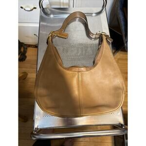 Vintage COACH #9591 "Ergo Pocket Zip" Toffee Leather Crossbody Bag - Made in USA